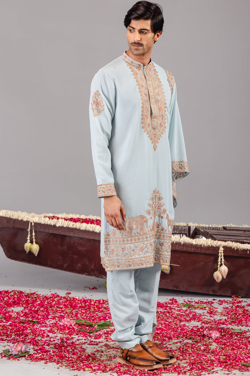Chaar Kadam Sky Blue Kurta Set