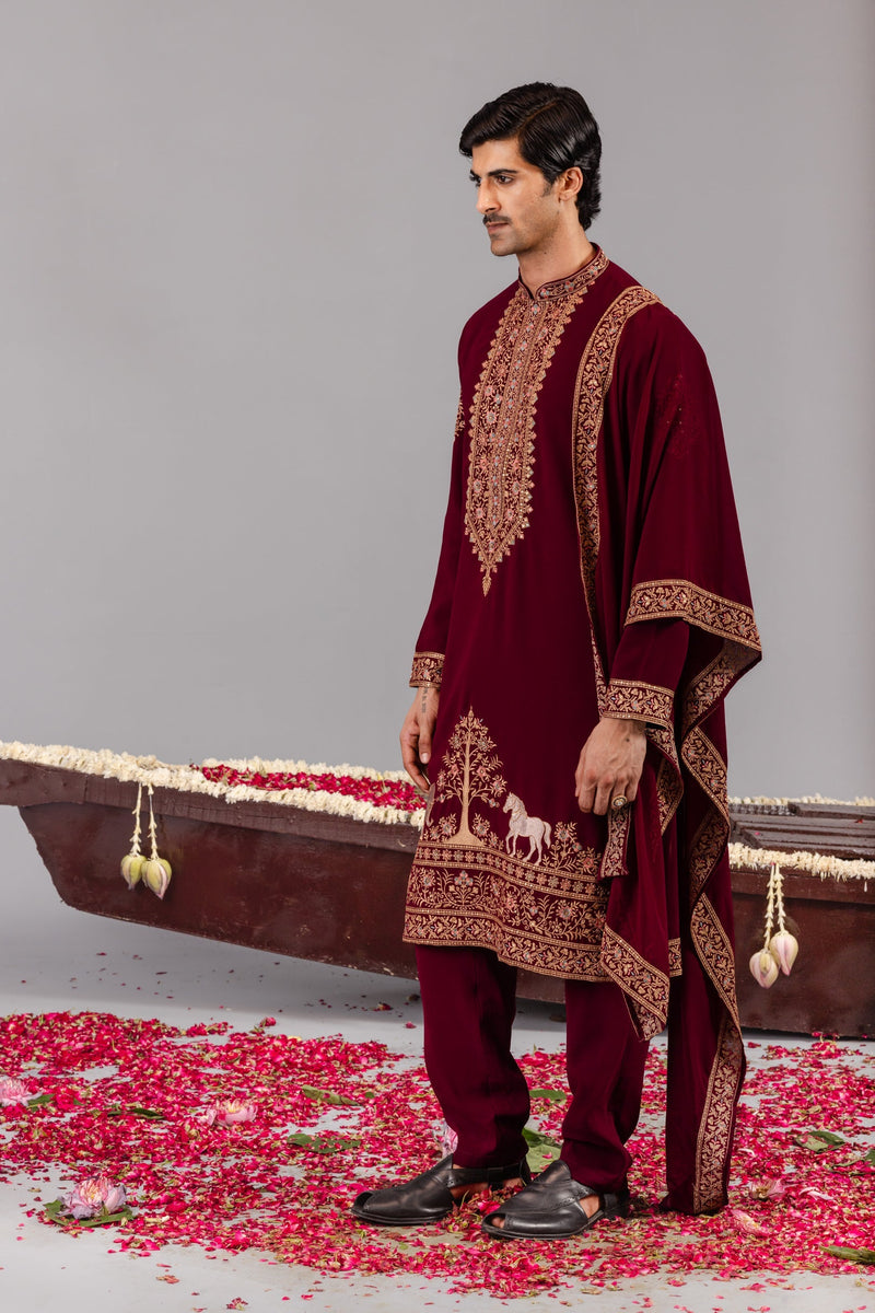 ASHISH BHATIA in Chaar Kadam Wine Kurta Set