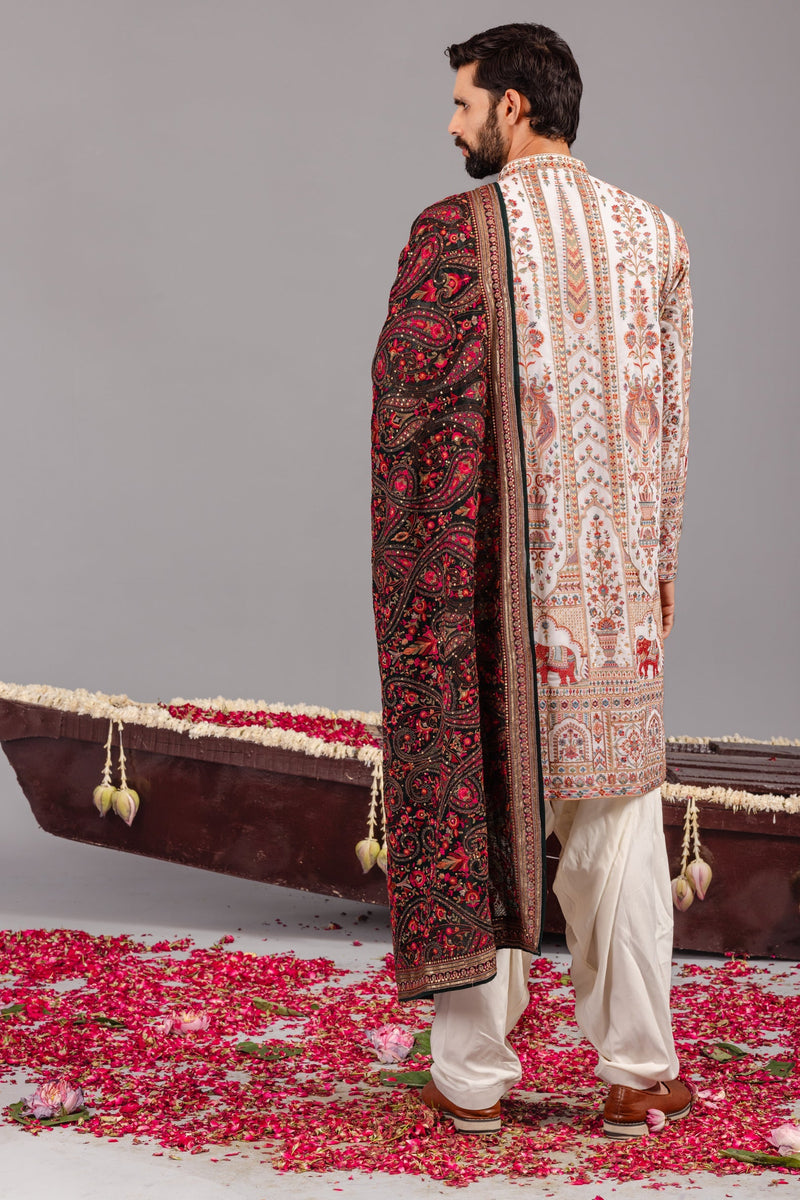Shalin Bhanot in Mughal Ivory Kurta Set
