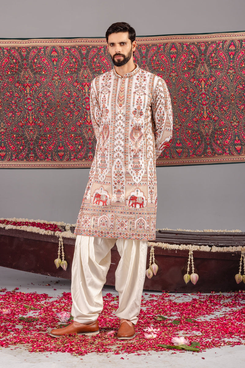 Shalin Bhanot in Mughal Ivory Kurta Set
