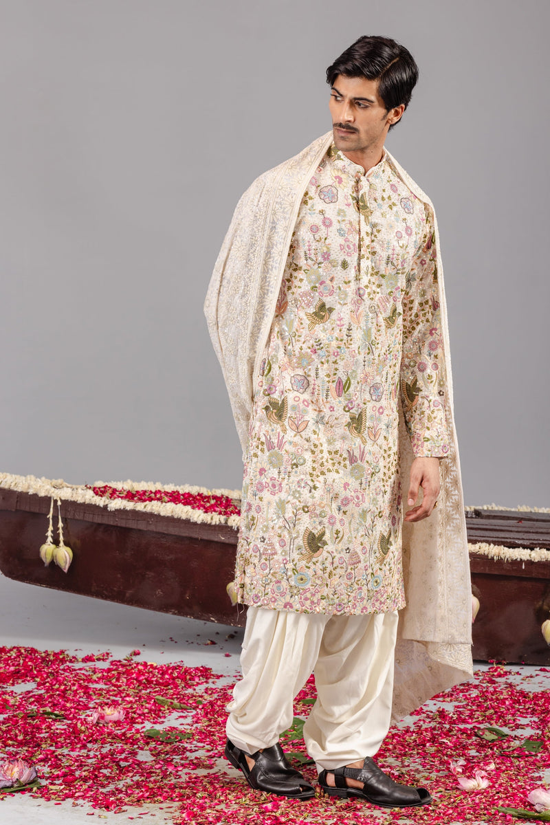 Rishabh Chawla in PhoolPankh Ivory Kurta Set