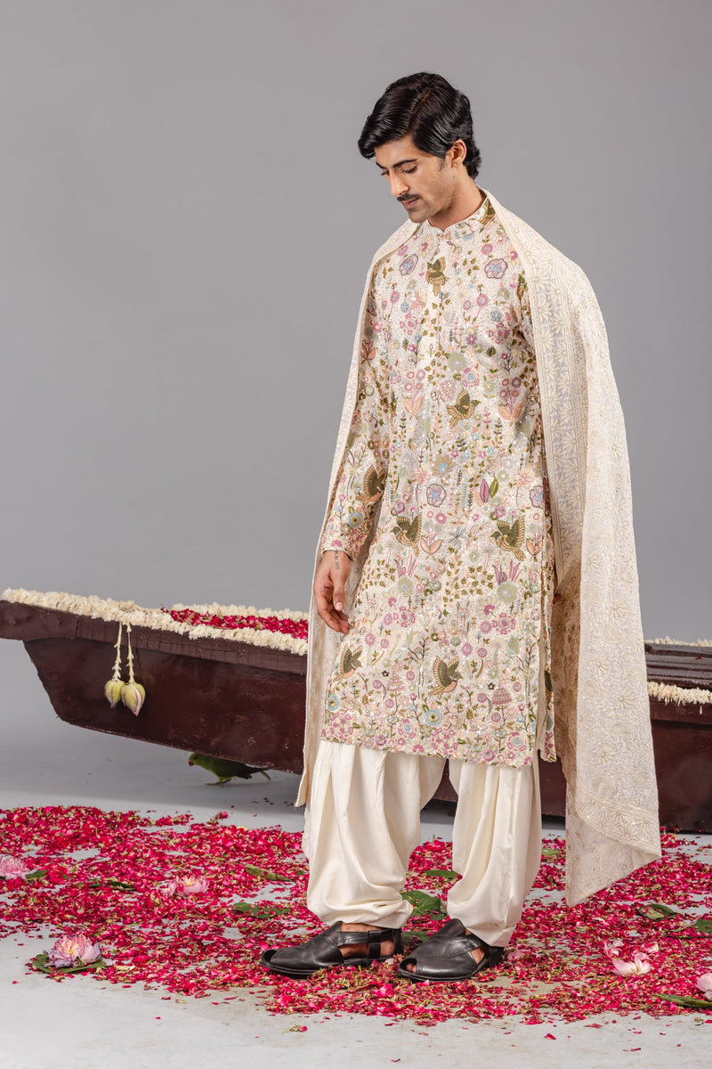 Rishabh Chawla in PhoolPankh Ivory Kurta Set