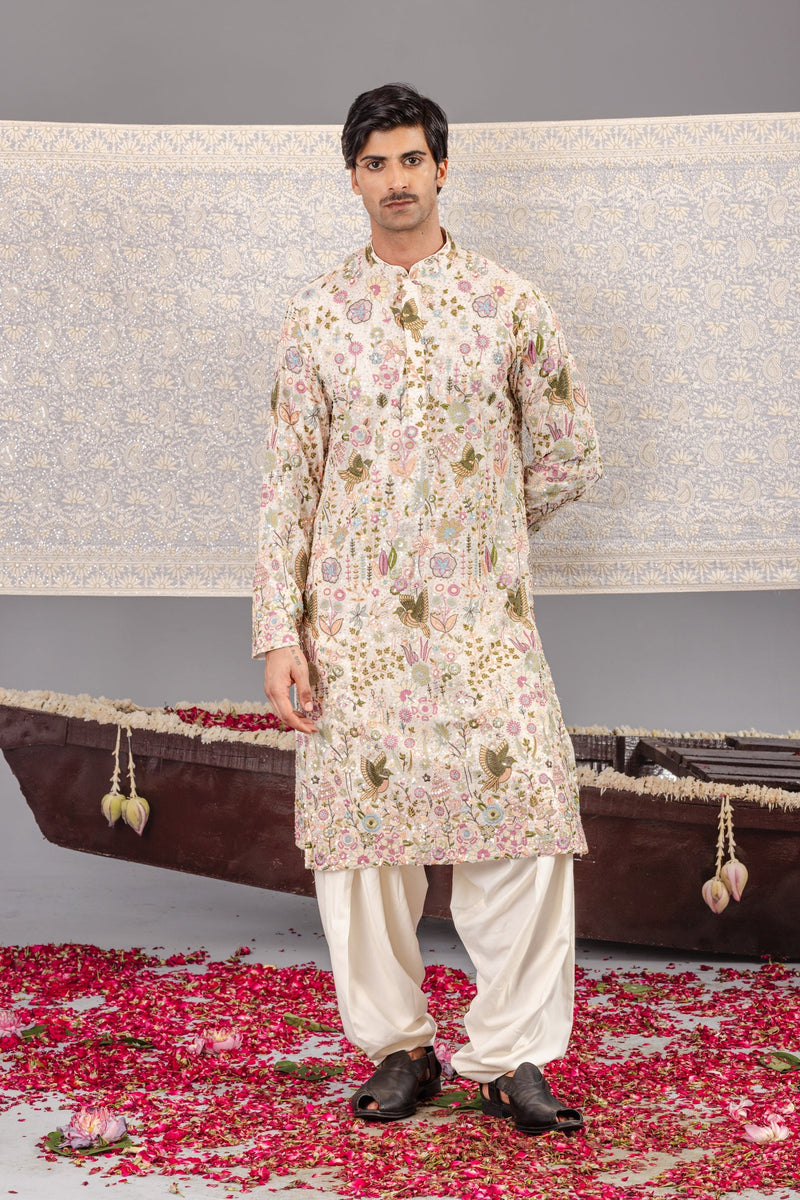 Rishabh Chawla in PhoolPankh Ivory Kurta Set