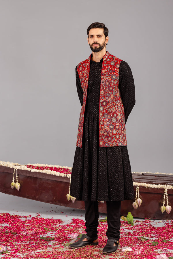 Laalbagh Maroon Kurta Jacket Set
