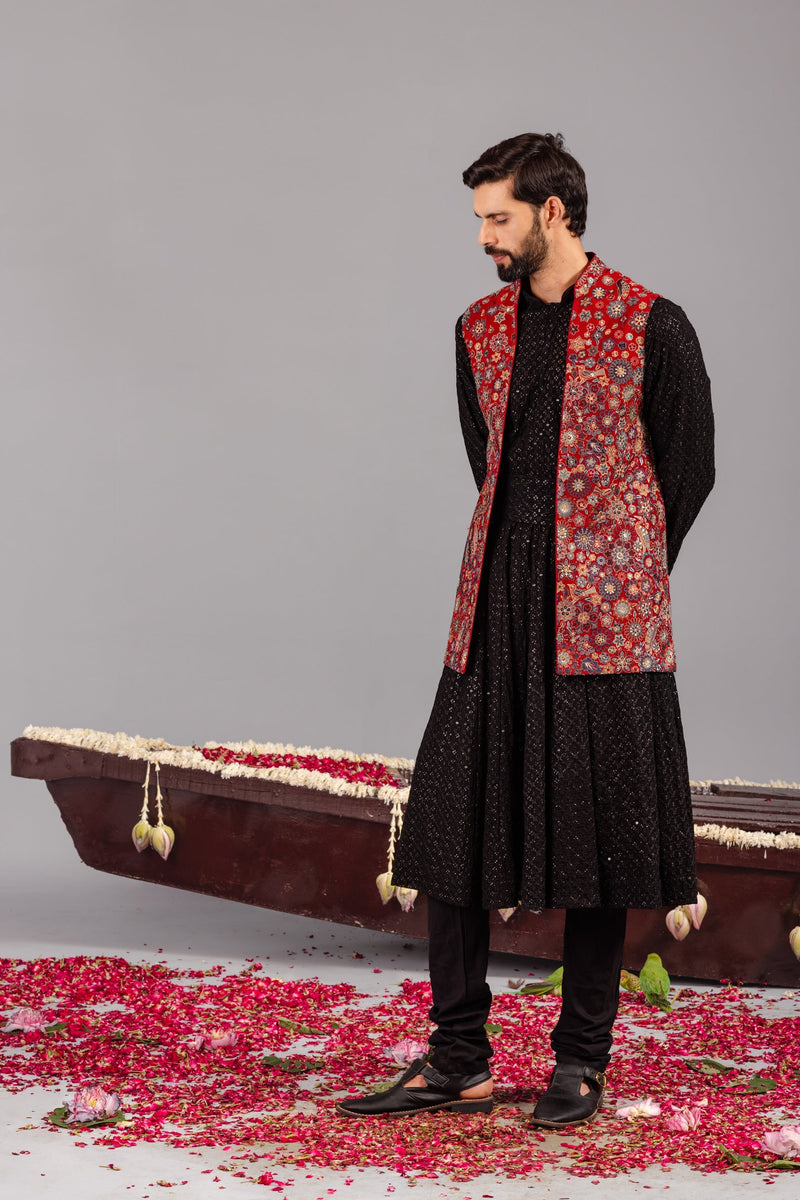 Laalbagh Maroon Kurta Jacket Set