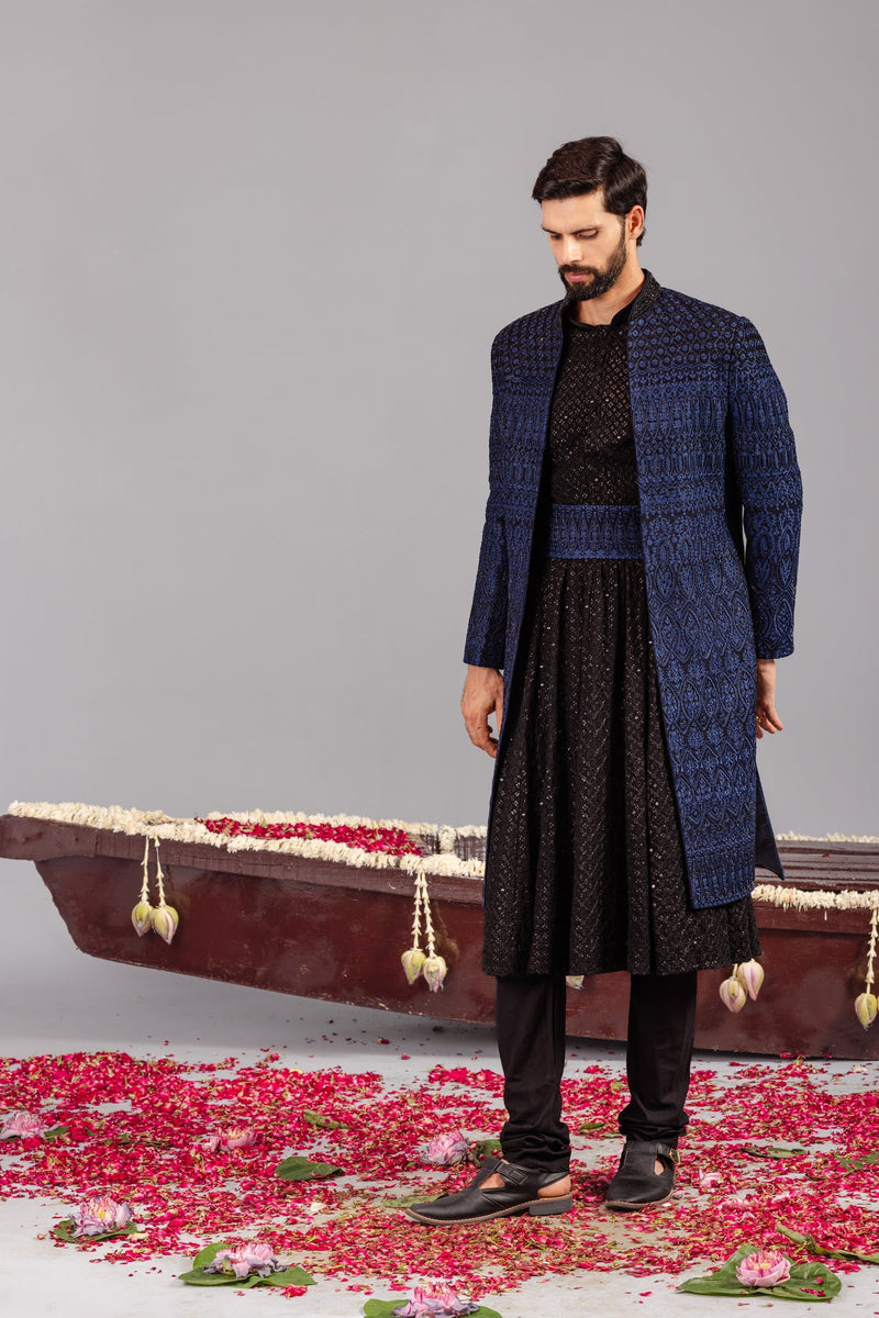 Sufi Blue Sherwani Set