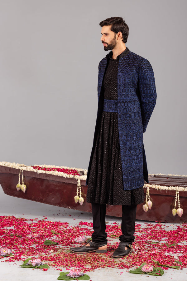 Sufi Blue Sherwani Set