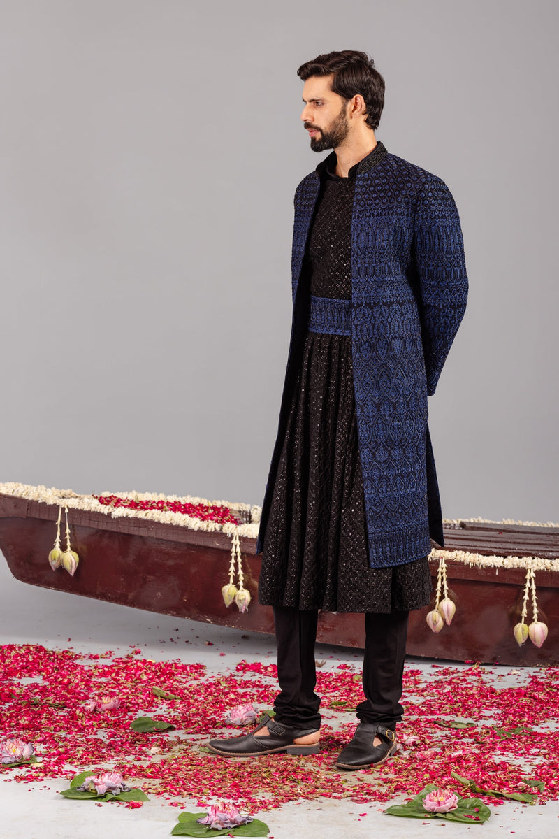 Sufi Blue Sherwani Set
