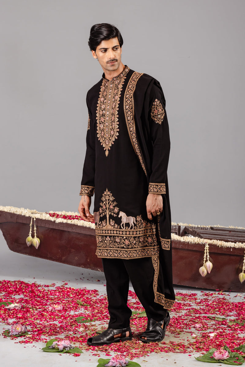 Chaar Kadam Black Kurta Set