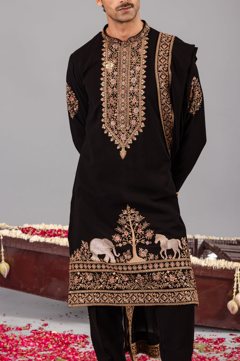 Chaar Kadam Black Kurta Set