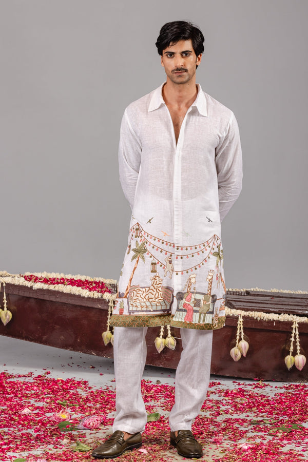 Carnival White Zipper Kurta Set