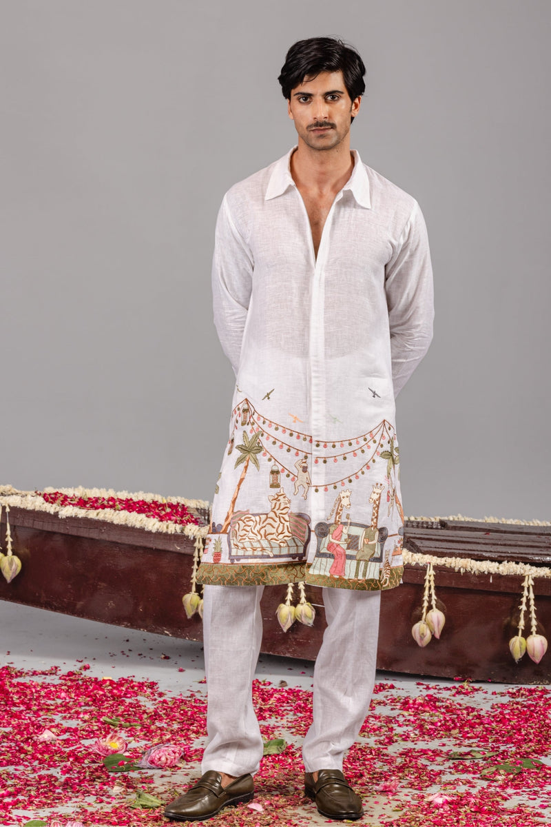 Carnival White Zipper Kurta Set