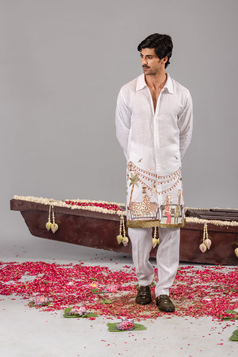 Carnival White Zipper Kurta Set