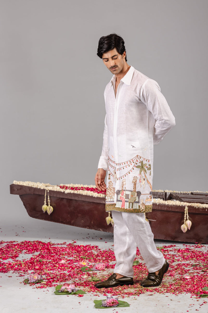 Carnival White Zipper Kurta Set