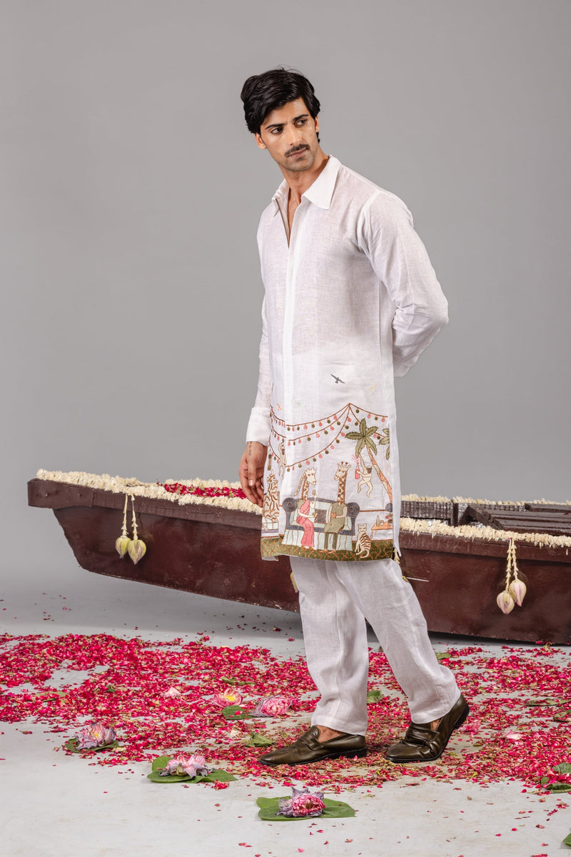 Carnival White Zipper Kurta Set