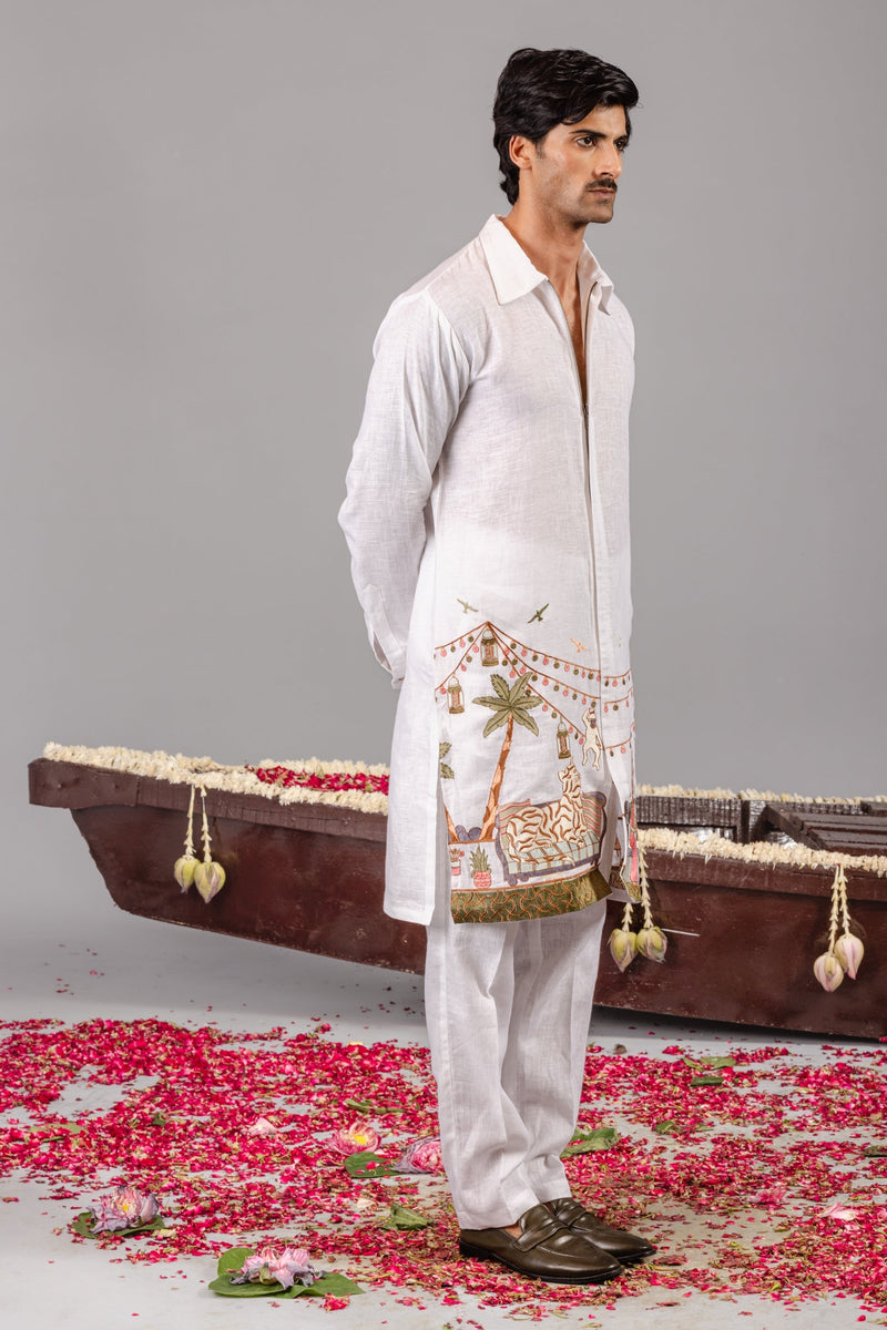 Carnival White Zipper Kurta Set