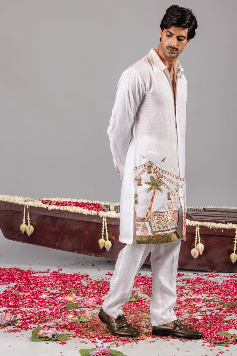 Carnival White Zipper Kurta Set