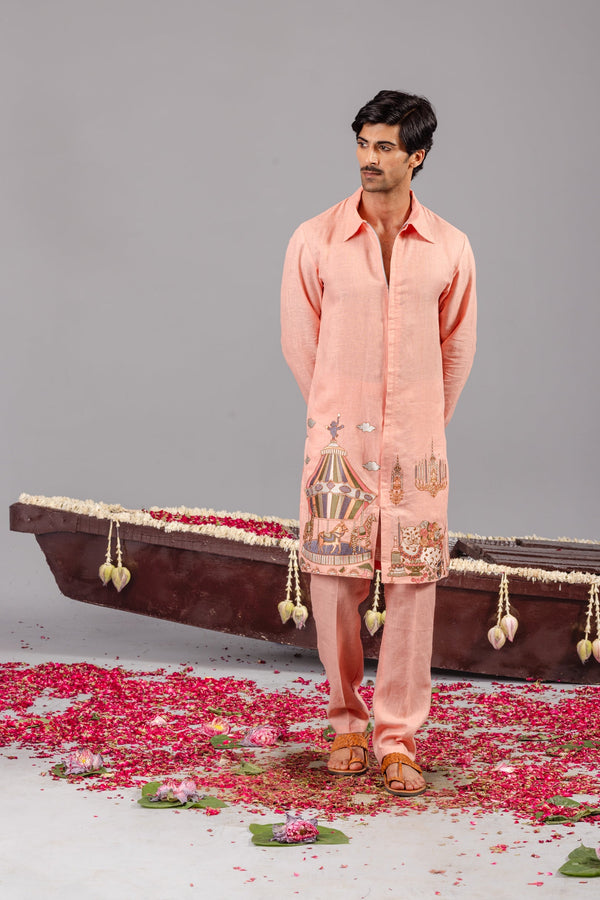 Carnival Peach Zipper Kurta Set
