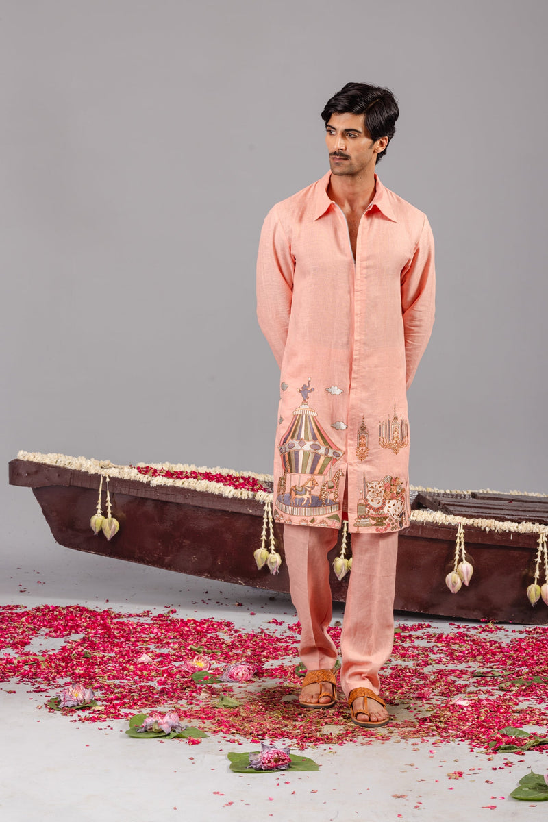 Carnival Peach Zipper Kurta Set