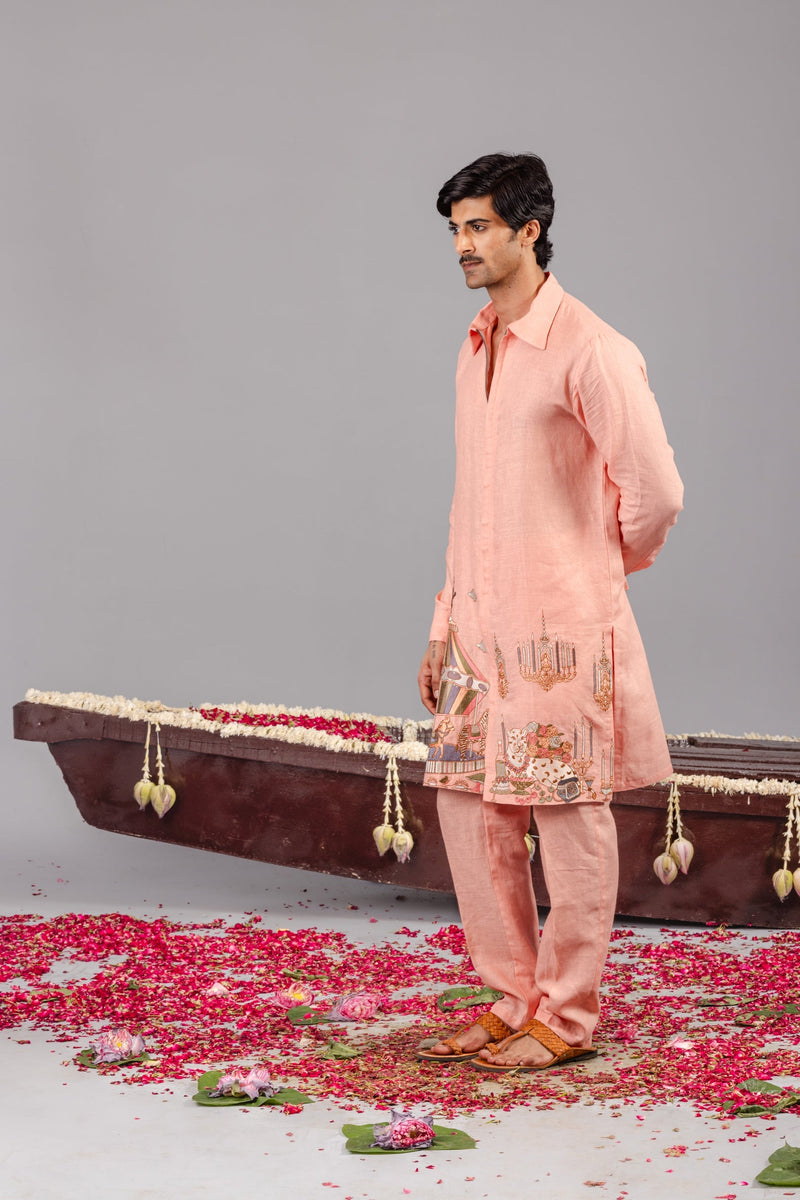 Carnival Peach Zipper Kurta Set