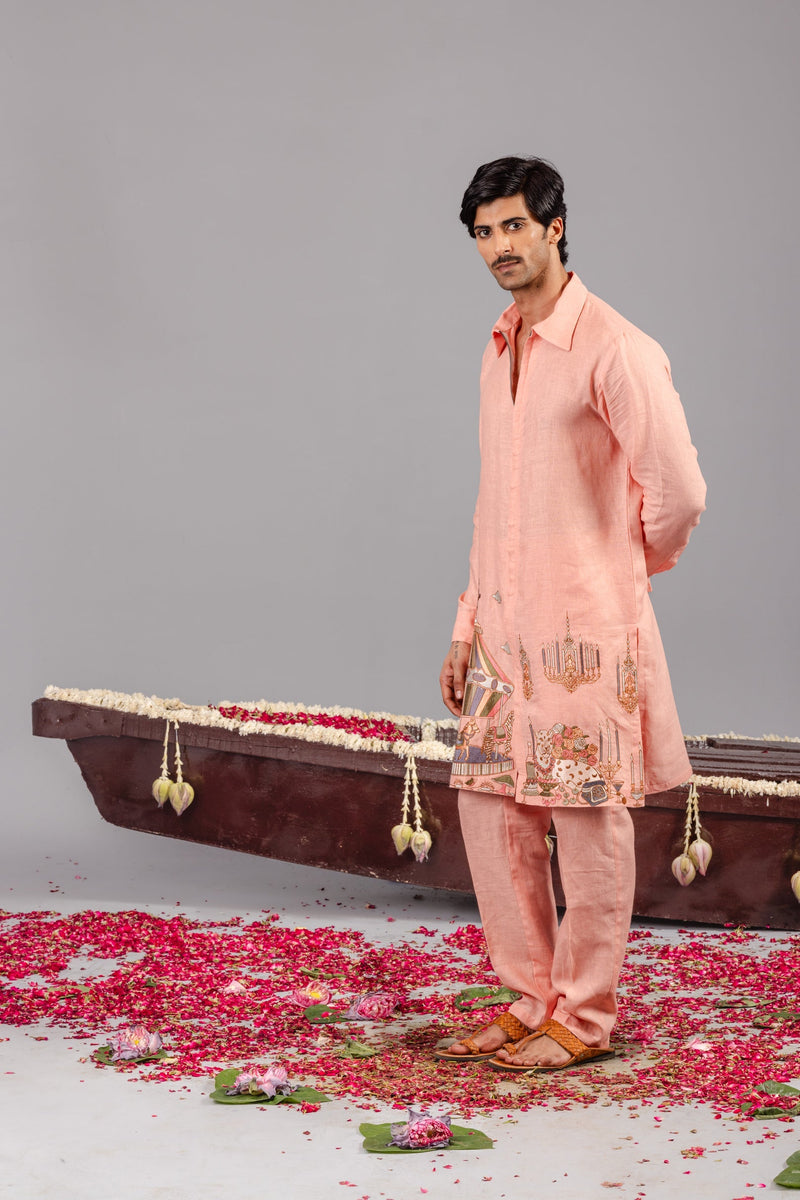 Carnival Peach Zipper Kurta Set