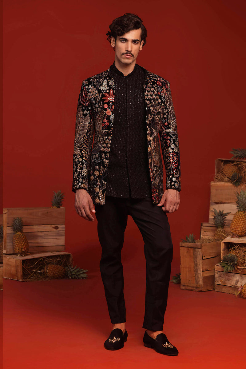 Salim Merchant in Trilok Black Jodhpuri Set