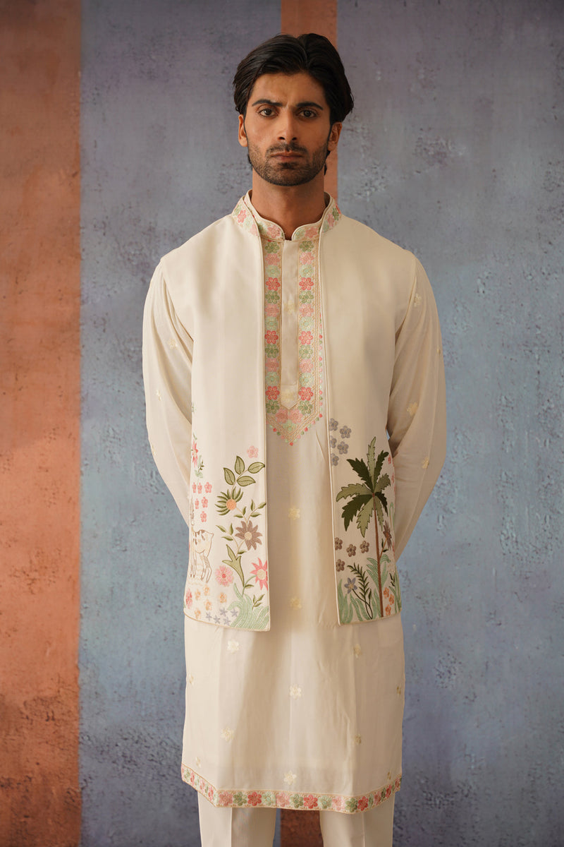 Arhaan - Off White Sequined Kurta Set