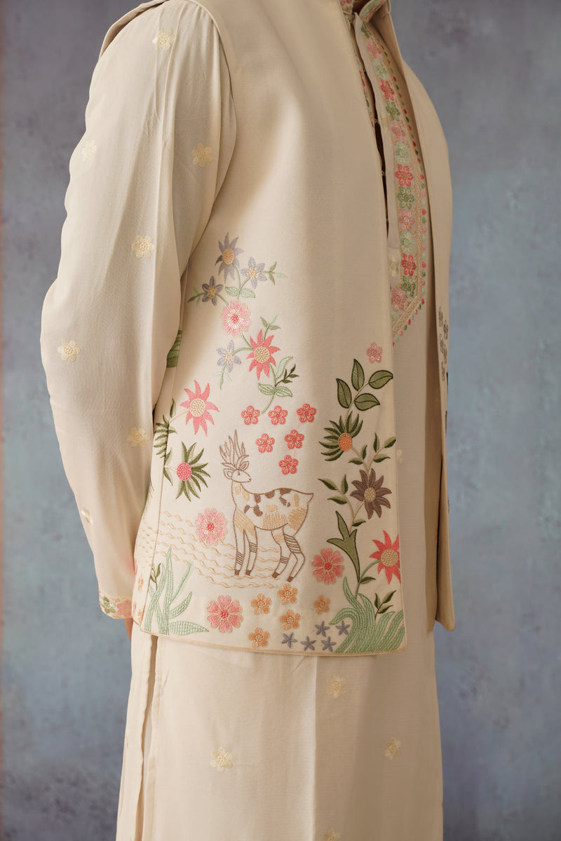 Arhaan - Off White Sequined Kurta Set