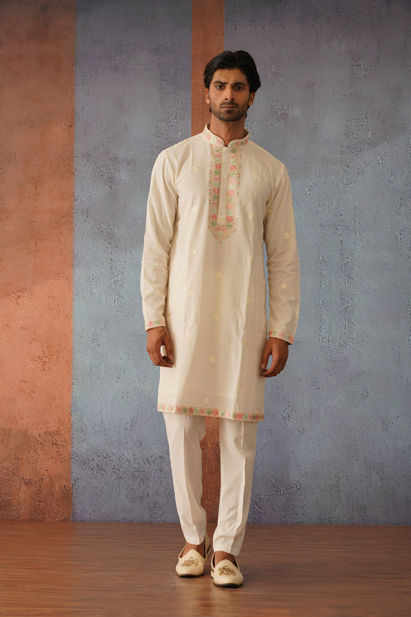 Arhaan - Off White Sequined Kurta Set