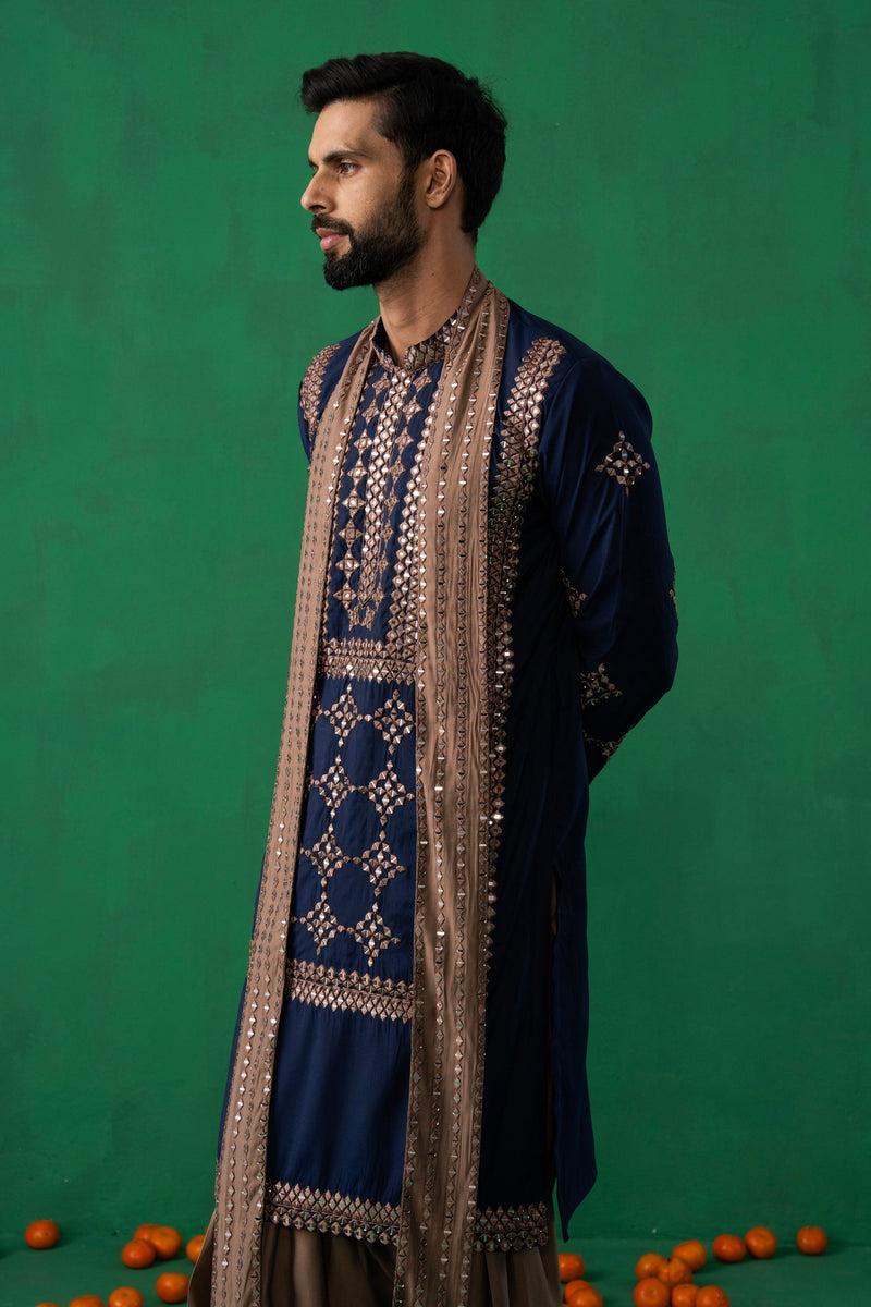 LAKSHAY GAUR in DARPAN NAVY BLUE KURTA SET