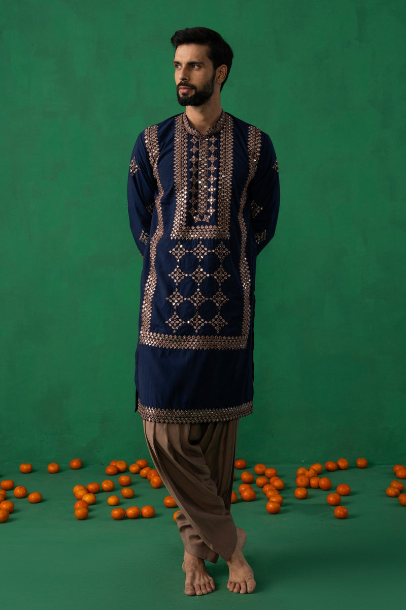 LAKSHAY GAUR in DARPAN NAVY BLUE KURTA SET