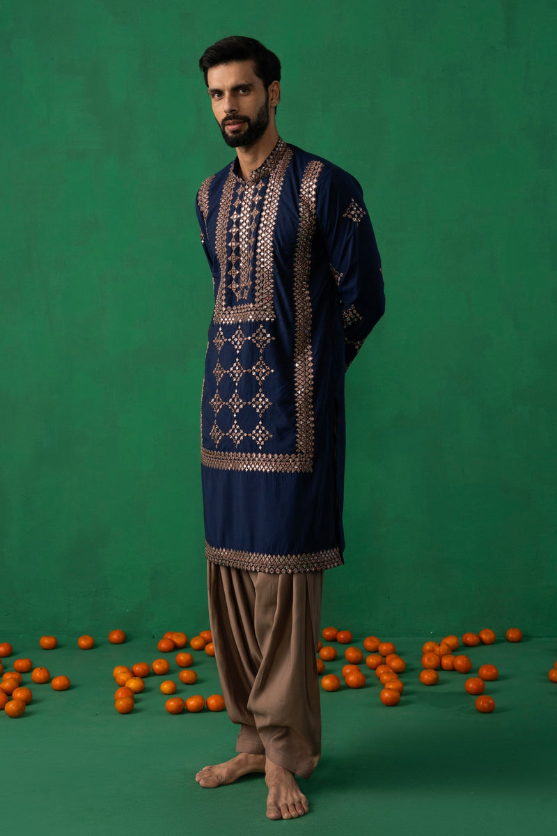 LAKSHAY GAUR in DARPAN NAVY BLUE KURTA SET