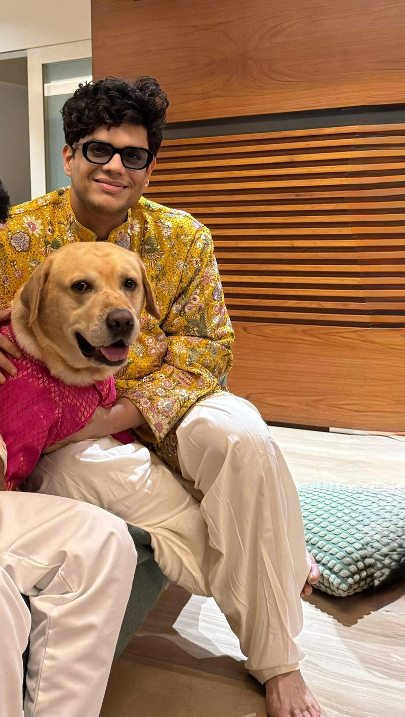 TANMAY BHATT IN PHOOLPANKH HALDI KURTA SET