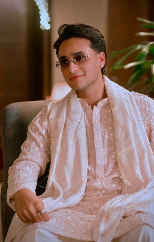 Abhishek Sharma in Riaz Pink Kurta Set