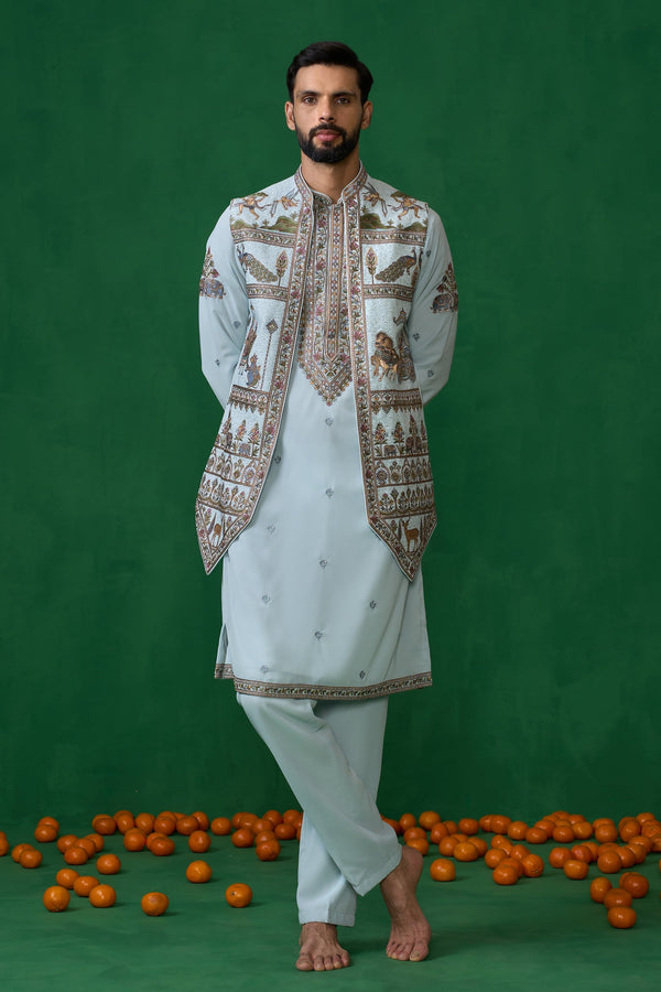 RAMAYAN SKYBLUE KURTA JACKET SET