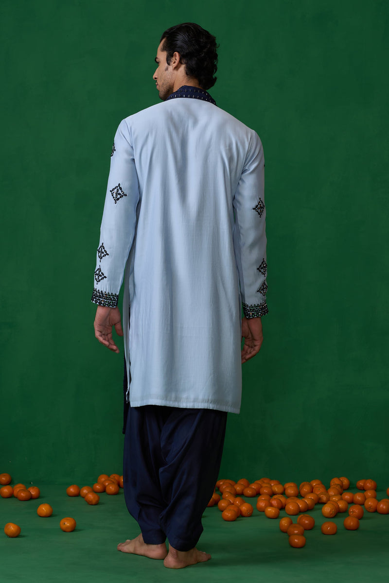 DARRPAN SKYBLUE KURTA JACKET SET