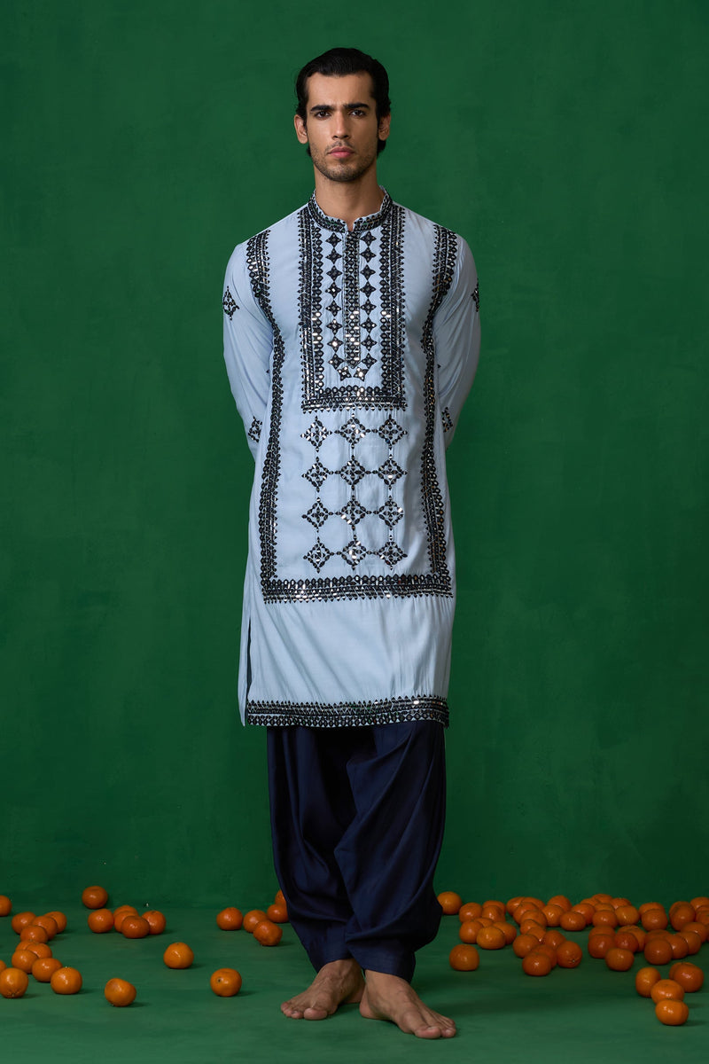 DARRPAN SKYBLUE KURTA JACKET SET