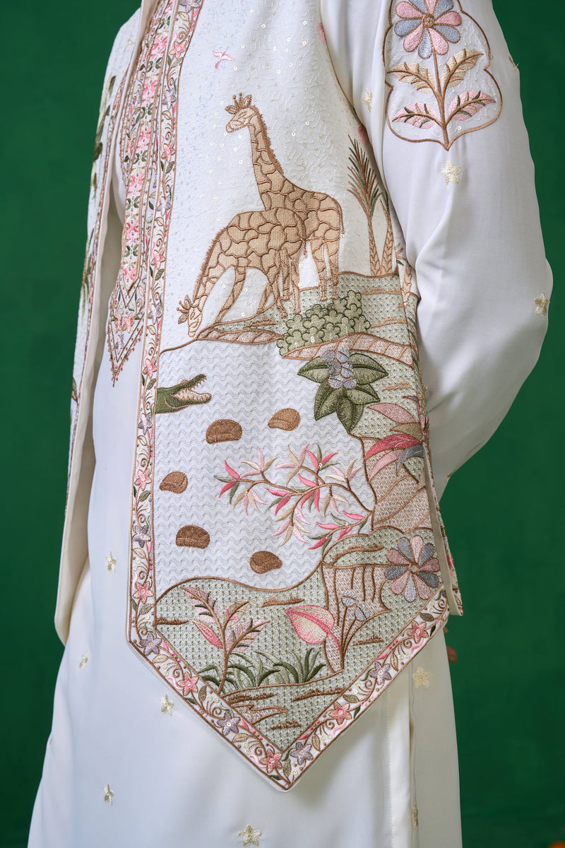 FOREST IVORY KURTA JACKET SET