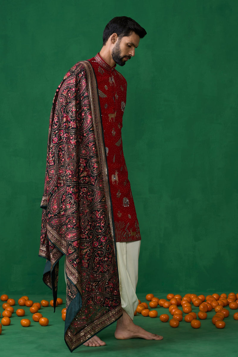 Tanmay Bhat in PICHWAI RED DHOTI KURTA SET