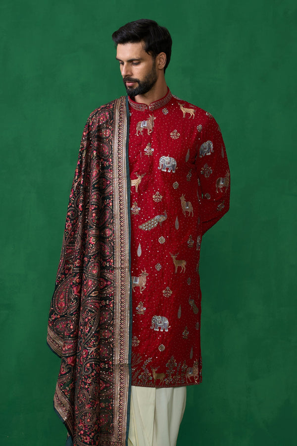 PICHWAI RED DHOTI KURTA SET