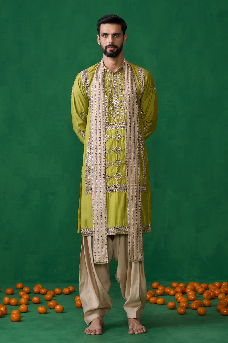 DARPAN NEON GREEN KURTA SET