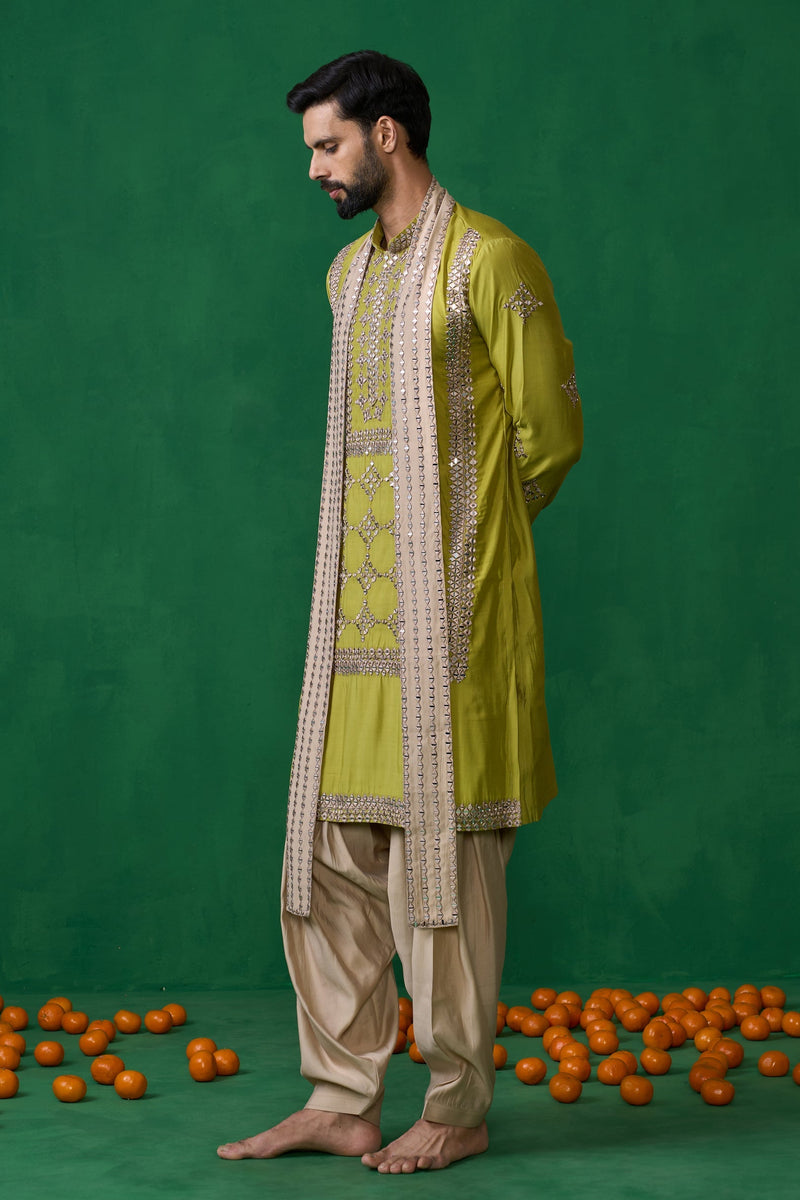 DARPAN NEON GREEN KURTA SET