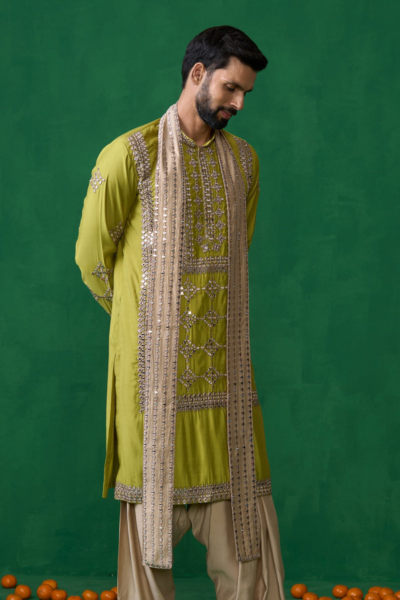 DARPAN NEON GREEN KURTA SET