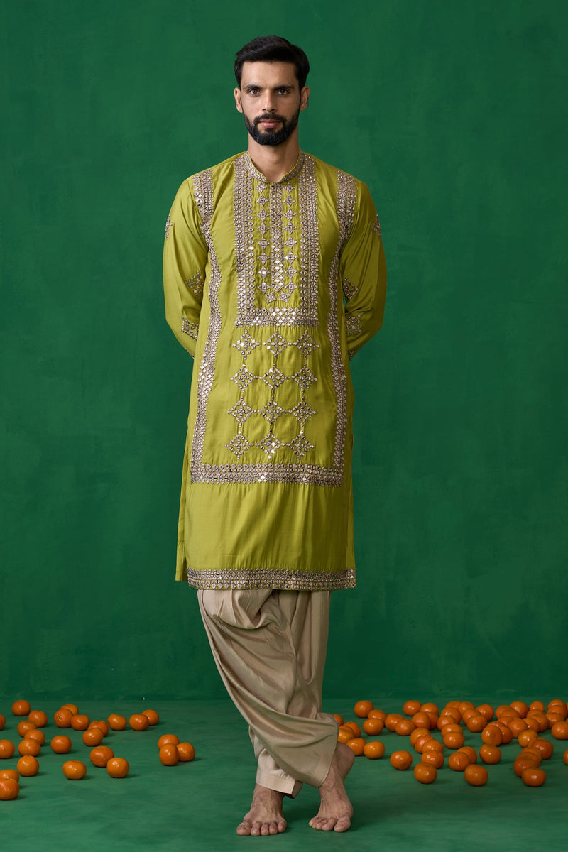DARPAN NEON GREEN KURTA SET