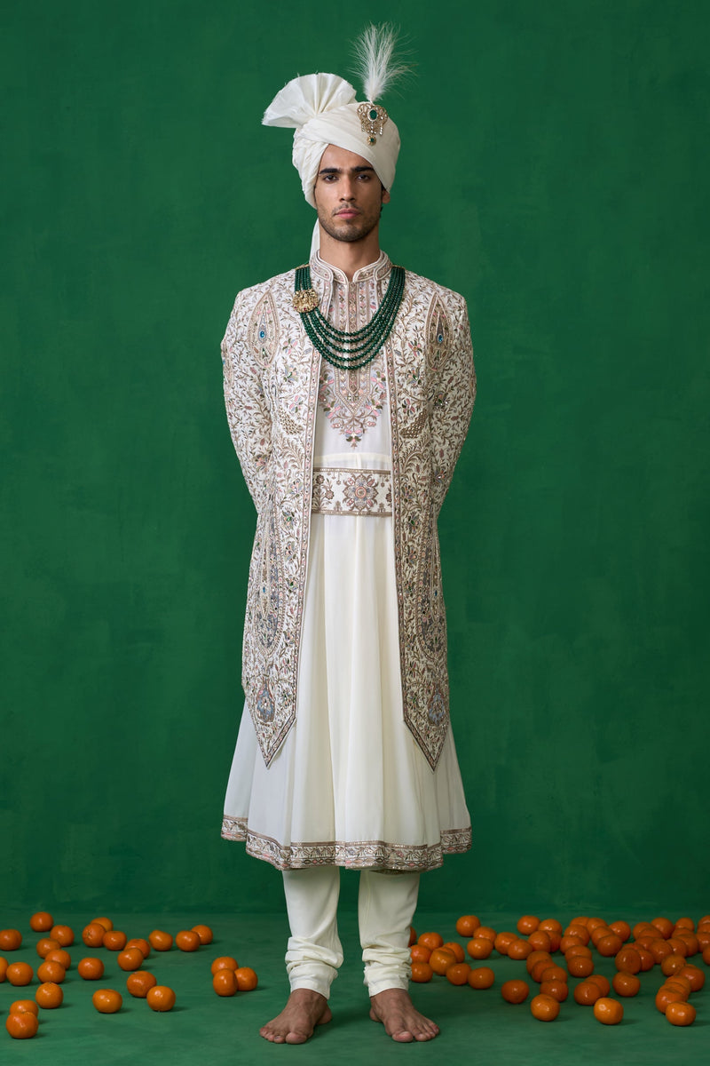 SHAHI IVORY SHERWANI SET