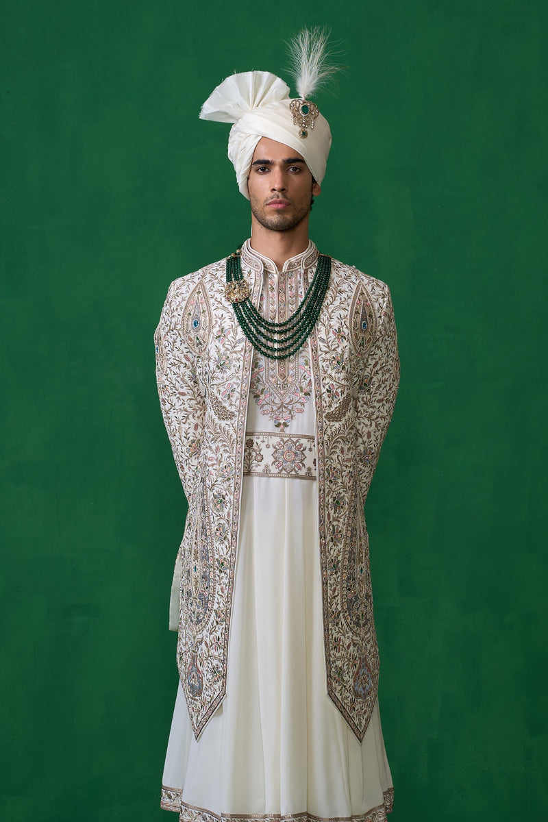 SHAHI IVORY SHERWANI SET