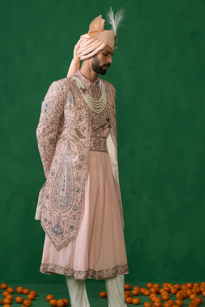 SHAHI PINK SHERWANI SET
