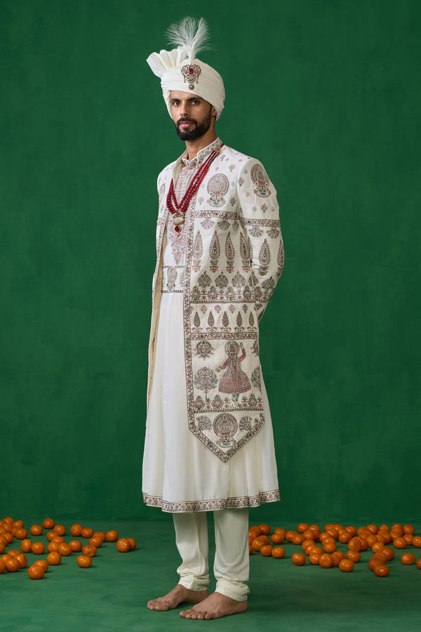 KATHAKALI BEIGE SHERWANI SET