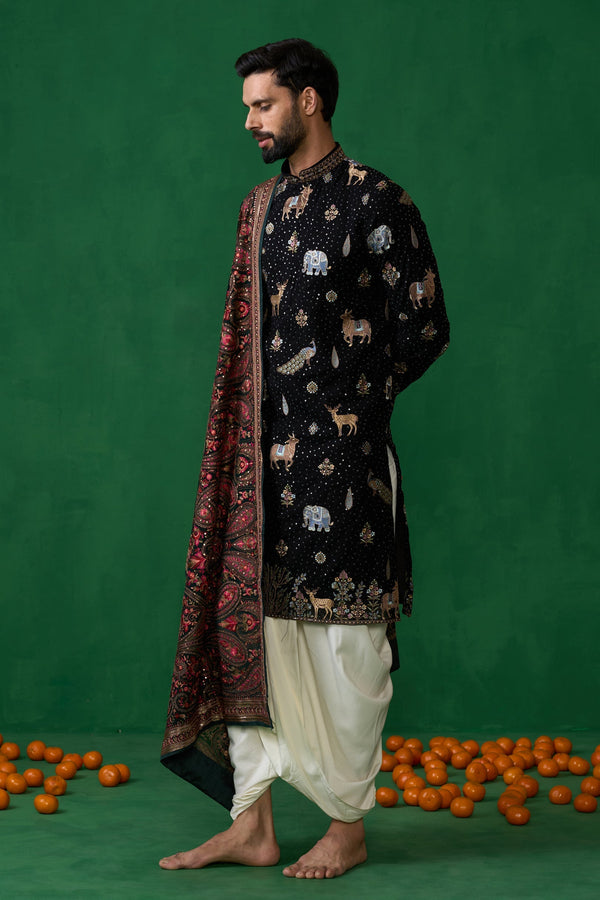 PICHWAI BLACK DHOTI KURTA SET