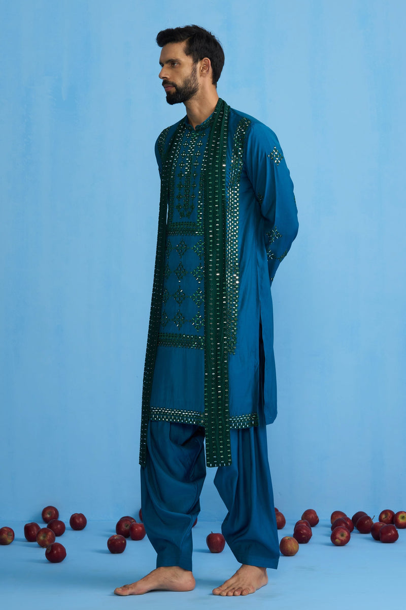 DARPAN TEAL BLUE KURTA SET